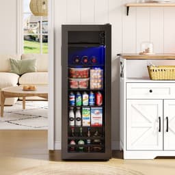 Mini koelkast - Drankenkoelkast - Met vriesvak - Compressor koelsysteem - 128L capaciteit - Voor kantoor en slaapkamer - 40x43,5x110,8cm - Zwart — thumbnail 4