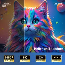 Mini Projector, upgrade 2026, ondersteunt 8K en 1080p, autofocus, draagbare projector met wifi 6 en Bluetooth 5.4, automatische keystone-correctie, mini-projector ondersteunt 4K, geschikt voor Android 14 home cinema — thumbnail 2