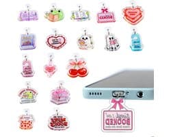 Set van 17 USB-C Beschermhoezen, Stofbescherming en Motief Hanger voor Boekenliefhebbers, Creatieve Accessoire voor E-Readers, Smartphones en Tablets