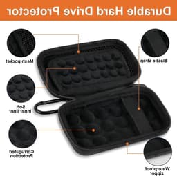 Draagbare harde schijf hoes voor 2.5 inch HDD/SSD, beschermende opslag tas voor 500GB, 1TB en 2TB schijven - Zwart — thumbnail 3