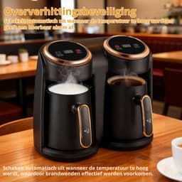 SNJY® Turkse Koffiezetapparaat - Turkse Koffie - Turkse Theepot Elektrische - Dubbele Pot - 600 W - Zwart — thumbnail 2