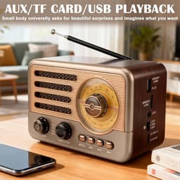 Retro radio met Bluetooth, AM/FM/SW kofferradio met Bluetooth 5.3, keukenradio, klein, ondersteunt USB/TF/AUX-functie, radio-ontvangst, telescopische antenne, geschikt voor kantoor, thuis en — thumbnail 2
