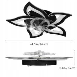 Slimme Plafondventilator met LED Lamp - 50W Energiezuinige Plafondlamp - Bediening via Afstandsbediening én App - Met Instelbare Windsnelheden-Zwart — thumbnail 5