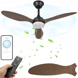 2-in-1 LED Plafondventilator Bruin – 106 cm, Met Afstandsbediening & App, Dimbare 3 Kleurtemperaturen, 6 Snelheden – Stille Omkeerbare DC Motor – Geschikt voor Woonkamer, Slaapkamer of Keuken — thumbnail 1