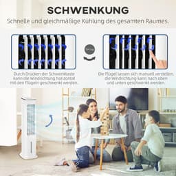 Luchtkoeler Ventilator - Mobiele Airco - Ruimte Verkoelen - 2-in-1 Waterkoeling - 23x29x86 cm - Wit — thumbnail 2