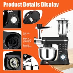 Keukenmachine - Mixer Deegmachine - Thuis Bakken - 1400W Borstelloze Motor - 10 Liter Kom - Zwart — thumbnail 4