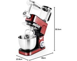 Keukenmachine - Multifunctioneel apparaat - Mee koken - Instelbare snelheidsregeling - 5.5 Liter - Rood