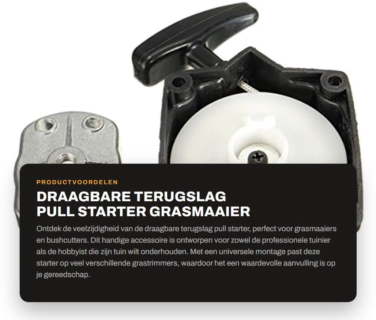 Dailygoods- Pull Starter Universeel - Draagbare Terugslag - Grasmaaiers/Bushcutters - Montage - Afstand Bevestigingsgaten 67mm - Lengte Touw 85cm - Startmechanisme — afbeelding 1