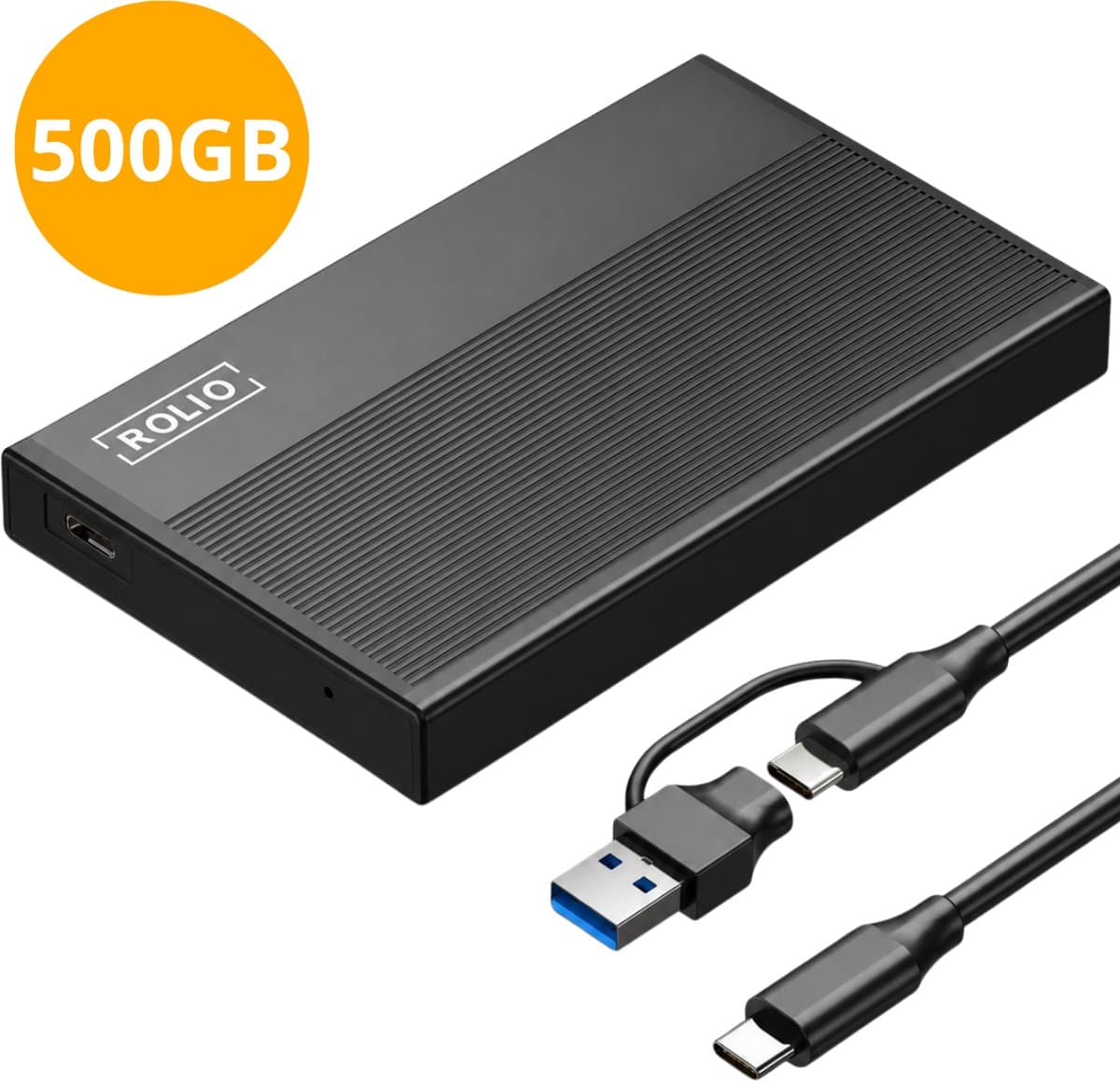 Rolio Externe Harde Schijf Pro - USB 3.1 en USB C - 1Gbps snelheid - 500GB Opslag — afbeelding 1