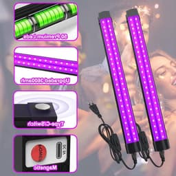2 Stuks UV Lampen 10W met 50 LEDs - Oplaadbare Blacklight Lamp Bar 395nm met Schakelaar en Stekker — thumbnail 5