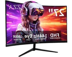 Gebogen Monitor - Full HD Scherm - Soepel Gamen - 144Hz Verversingssnelheid - 27 inch - Zwart