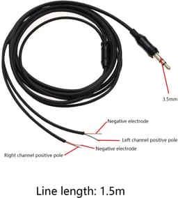 Golden crown - Hoofdtelefoon reparatie kabel - 3,5 mm jack connector - Zwart - Audio kabel - 2 stuks - Geschikt voor hoofdtelefoons — thumbnail 3