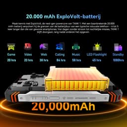 OSCAL TANK 1 Robuuste Smartphone 5G - 48GB RAM - 512GB ROM - 6,78 inch 2,4K FHD+ 120Hz - 20000mAh - 64MP + 50MP Camera, 20MP Nachtzicht - 170LM Dubbele LED-lamp - 100dB luidspreker - IP68/IP69K Outdoor Telefoon - Android 15 - NFC GPS - Zwart — thumbnail 9