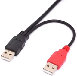 Micro B Splitter Kabel - Y Adapter - Externe Schijf Voeden - Dubbele USB A Input - 80 cm - Zwart — thumbnail 4