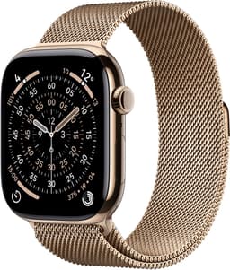 Apple Watch 11 - Wifi + 5G - 46mm - Gold Titanium Case with Gold Milanese Loop - S/M — thumbnail 1