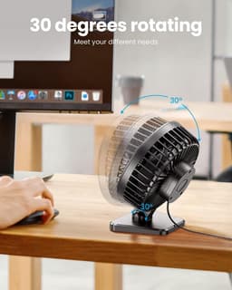 USB Tafelventilator Stil Compact 3 Snelheden Verstelbaar 30° Zwart 13,8 cm — thumbnail 5