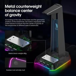 Hoofdtelefoonstandaard - Headset houder - Bureau organiseren - Met RGB verlichting - 10 x 10 x 10 mm - Roze — thumbnail 5