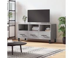 Tv-kast Hout - Mediameubel Opbergkast - Media Opbergen - Met Lades Wandhouder - 102 cm Breed - Grijs Sonoma