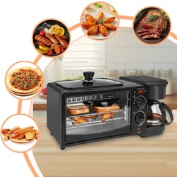Innovastore Ontbijtmachine - Oven - Koffiezetapparaat - Broodrooster - Bakken - Warmhoudplaat - Kamperen - 3-1 machine - Zwart — thumbnail 2