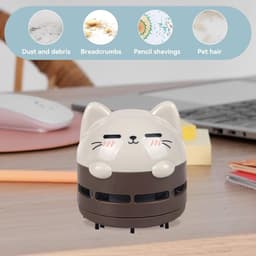 Mini Kruimelzuiger voor Tafel – Schattige Bureau Stofzuiger – Draagbare Desk Cleaner – Voor Thuis, Kantoor en Auto – Compact Design – Bruin — thumbnail 5