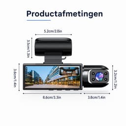 Dashcam Auto 1080P Dual Camera – Voor & Binnen – IR Nachtzicht – Loop Recording – Groothoek – 8,03 cm IPS Scherm – Auto DVR Camera — thumbnail 5