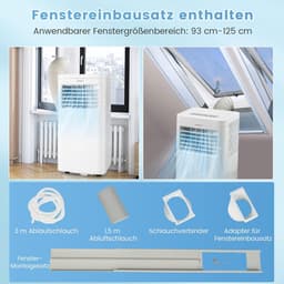 COSTWAY Mobiele airconditioner, 9000 BTU, 2,5 kW, koelen, ventileren en ontvochtigen, grootte van de ruimte tot 62 m³ (23 m²), 24-uurs timer, slaapmodus, mobiele airconditioning met afvoerslang, 52 dB [Energieklasse A] — thumbnail 3