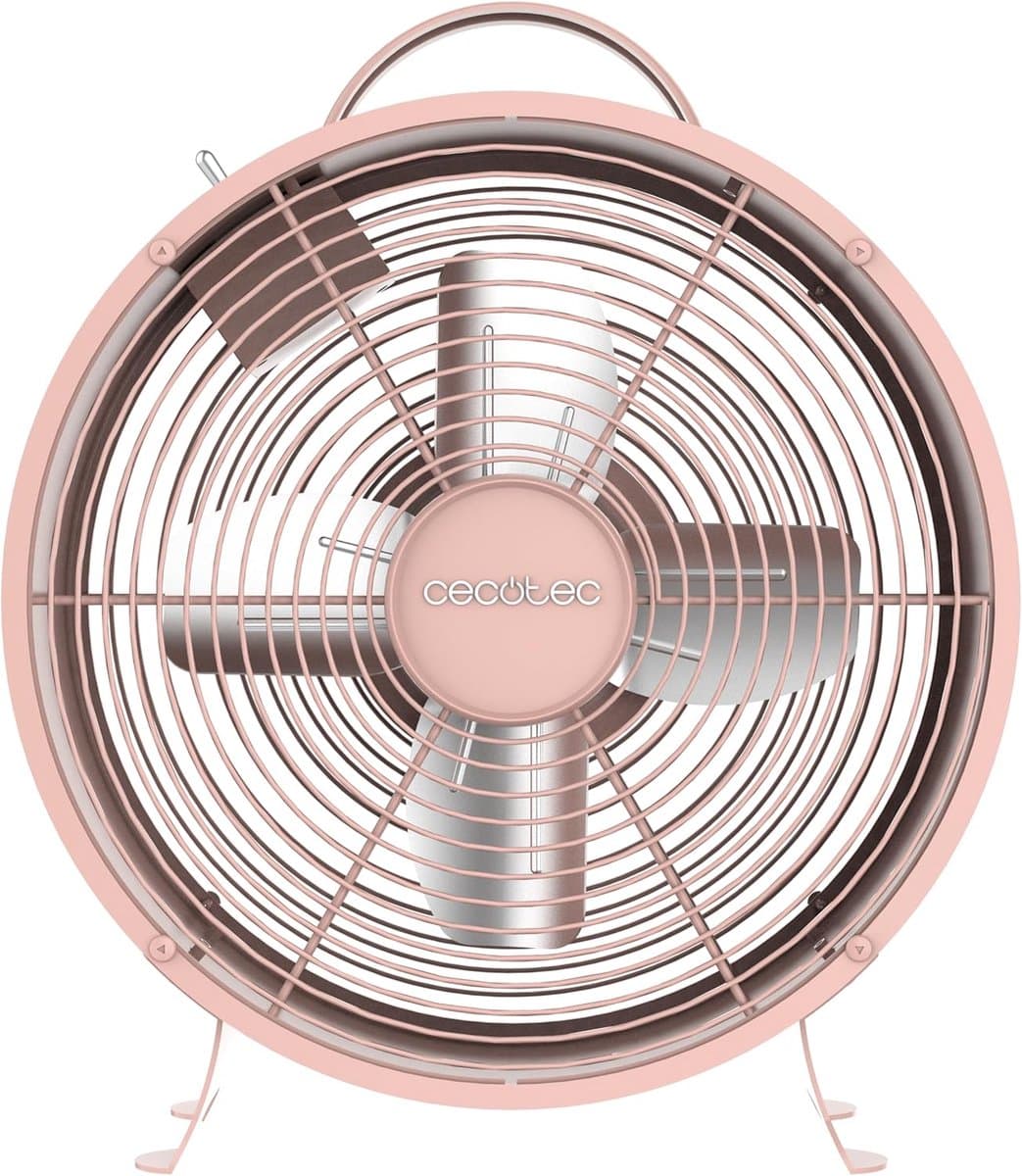 Tafelventilator Cecotec 25W – Retro Roze Bureauventilator – 8 Inch – 2 Snelheden – Stabiele Voet — afbeelding 1