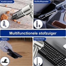 SNJY® Auto Stofzuiger - Kruimeldief - Handstofzuiger - Kruimelzuiger - 6 Opzetstukken - Zuigen en Blazen - 22000Pa - 120W - Grijs — thumbnail 5