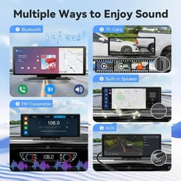 Solvix CarPlay Scherm – CarPlay – Dashcam voor Auto – Dashcam met 10.26 Inch Touchscreen – Draadloze Apple CarPlay & Android Auto – Inclusief Achteruitrijcamera – FM en AUX — thumbnail 2