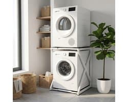 Livista Wasmachine Verhoger - Wasmachine Stapelrek - Universeel Wasmachine en Droger Verhoger - Wasmachine Ombouw - Wasmachinerek - Wasmachine Sokkel - Metaal Wit - Anti Vibratie - Robuust - Stevig - Stabiel