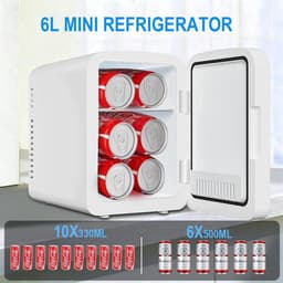 DIMICO - Mini Koelkast met Spiegel en Verlichting - Skincare Fridge Elektrisch - 6L - Wit - Make Up en Beauty - Compact Design — thumbnail 3