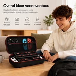 BOTC Case Geschikt voor Nintendo Switch - Hardcover Case - Beschermhoes - Opbergtas - Screenprotector - Zwart — thumbnail 4