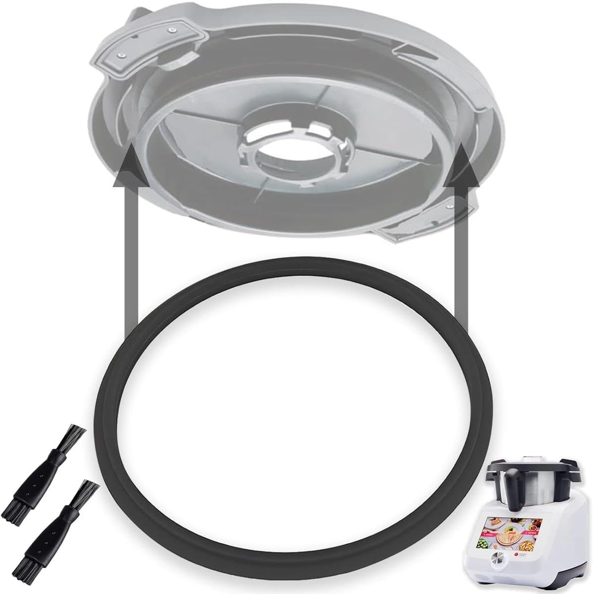 Afdichtring Mengkom - Keukenmachine Ring - Lekvrij Mixen - Hoge Temperatuur Bestendig - 17cm Buitenmaat - Zwart — afbeelding 1