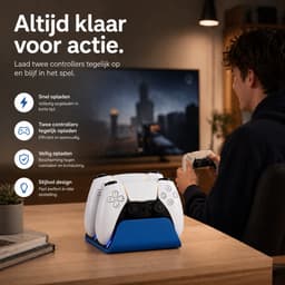 Sounix Oplaadstation geschikt voor PS5 Slim Controller - 2in1 charging station - PS5 accessoires - Blauw — thumbnail 2