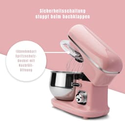 QUOVO® Mixer met mengkom - Mixer - Mixer met mengkom keukenmachine - Roze - 21cm x 35cm x 32cm; 4.5kg — thumbnail 2