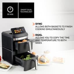 Airfryer met Twee Manden - Dubbele Airfryer - Grote Maaltijden Bereiden - Slimme Dubbele Technologie - 13 Liter Capaciteit - Zwart — thumbnail 2