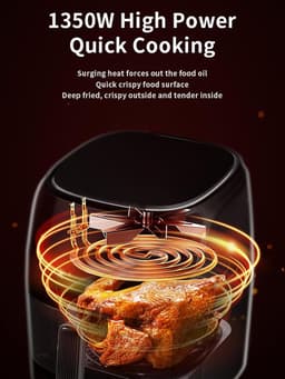 Slimme Heteluchtfriteuse - Multicooker Oven - Gezond Koken - Snelle Luchtcirculatie - 6 Liter Capaciteit - Wit — thumbnail 4
