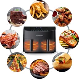 Heteluchtfriteuse Dubbele Kamer - Airfryer Twee Zones - Vetarm Koken - Synchro Kookzones - 7 Liter Totaal - Zwart — thumbnail 5