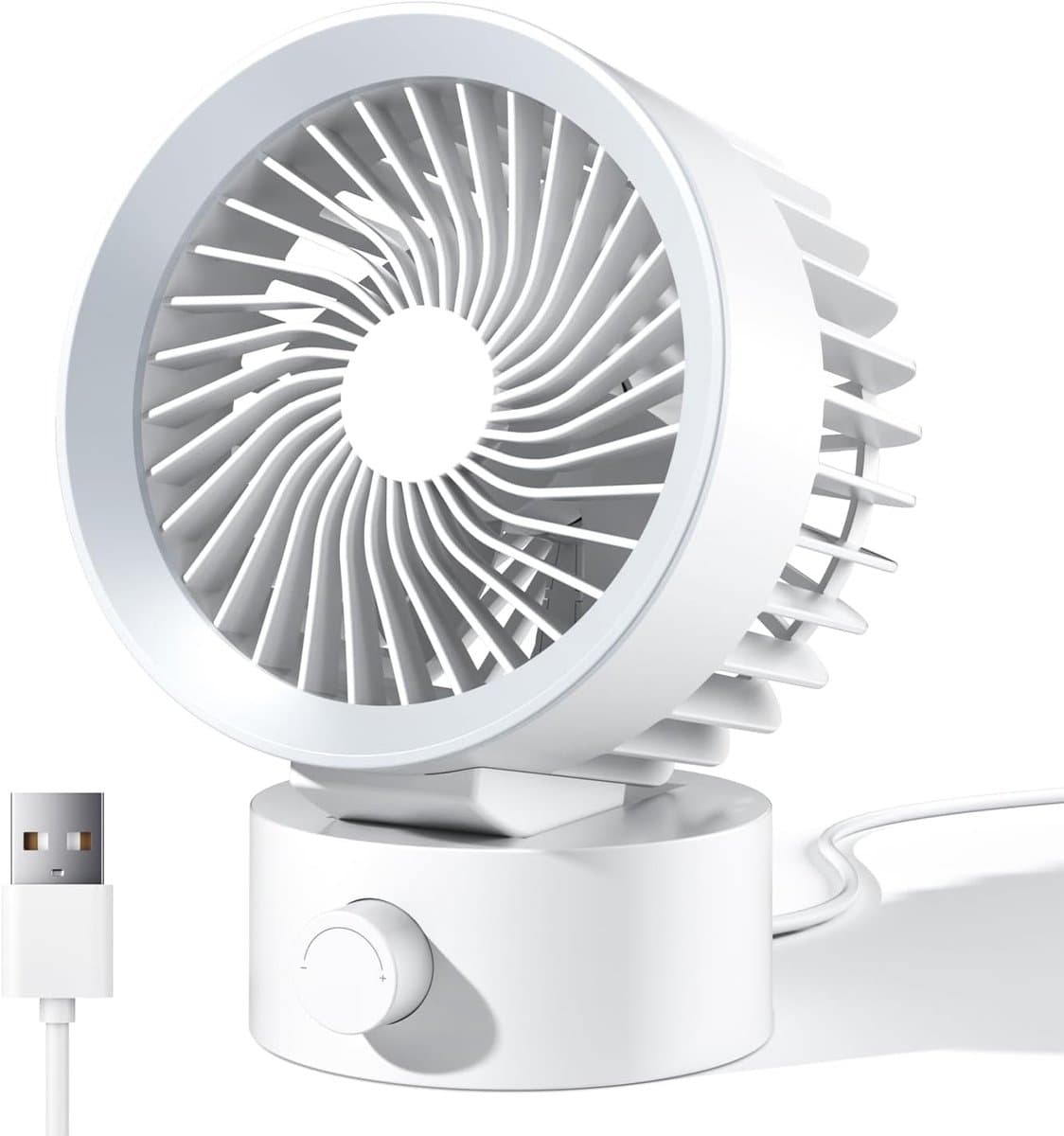 USB Bureauventilator - Sterke luchtstroom - Traploos verstelbaar - Extra stil - USB voeding - Draagbaar - Thuis, kantoor, slaapzaal & laptop - Wit — afbeelding 1