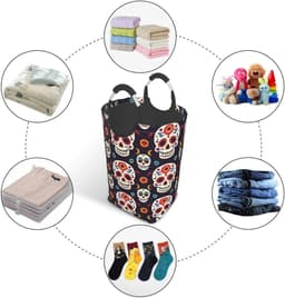 Wasmand - Vuilniszak Kledingmand - Wasgoed Opbergen - Waterdicht Oxford Doek - 50 Liter - Zwart — thumbnail 4