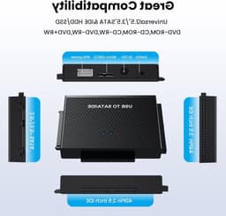 USB 3.0 Adapter voor 2.5 en 3.5 Inch HDD/SSD met 12V 2A Voeding, IDE SATA Compatibel met Windows en Mac — thumbnail 4