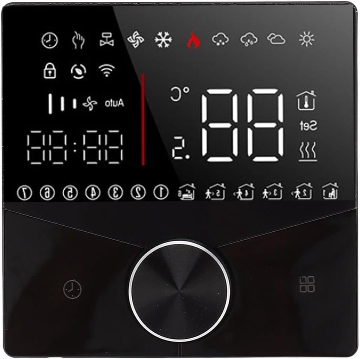 Slimme Thermostaatknop - Digitale Temperatuurregelaar - Verwarming Regelen - LCD Kleurendisplay - 88x12.4mm - Zwart — afbeelding 1