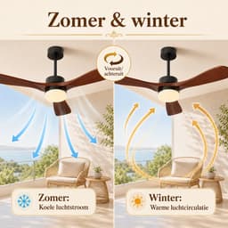 MUPOO hout Plafondventilator met Verlichting 106 cm -Stille DC Motor- Zomer- en Winterstand & Dimbare-APP & Afstandsbediening -6 Snelheden & Timer- Houten Bladen- plafonniere met ventilator voor Slaapkamer & Woonkamer — thumbnail 4