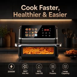Heteluchtfriteuse Oven - Airfryer XXL - Gezond Koken - Met Kijkvenster - 12 Liter - Zwart — thumbnail 2