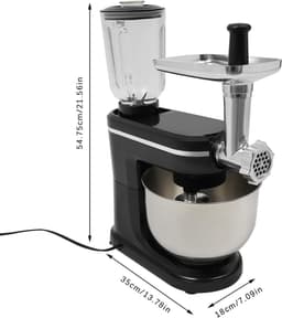 Keukenmachine - Mixer - Bakken en Koken - 3-in-1 Multifunctioneel - 6 Liter Kom - Zwart — thumbnail 4