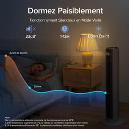 Ventilator Toren - Stille Ventilator - Slaapkamer Koelen - 90 Graden Oscillatie - 92 cm - Grijs — thumbnail 2
