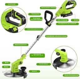 ZMR® Kantenmaaier - Grasmaaier - Accugrasmaaier - Groen - 136cm x 23cm x 13cm — thumbnail 1