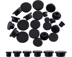 24 Silicone Gatenpluggen in 6 Maten, Zwarte Ronde Plugs voor Testbuizen, Meubels en Waterdichte Toepassingen