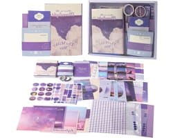 Scrapbook Kit voor Meisjes met Paars Thema, Inclusief Stickers en A6 Notitieboek voor Creatieve DIY Projecten en Persoonlijke Journals