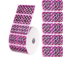 500 Stuks 2025 Jaar Stickers, Holografische Jaarlabels voor Mappen, Kantoorbenodigdheden en Creatieve Projecten (Roze, Paars)